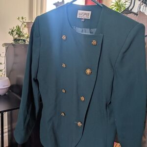 Kasper Women's Green Double-Breasted Jacket